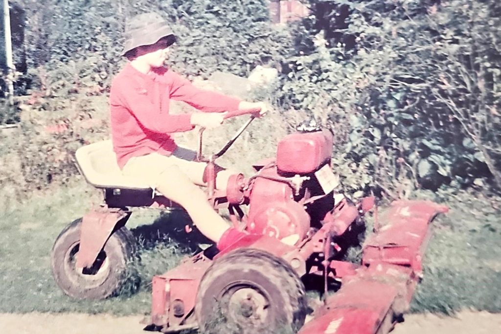 Richard Gardiner on his dad's tractor